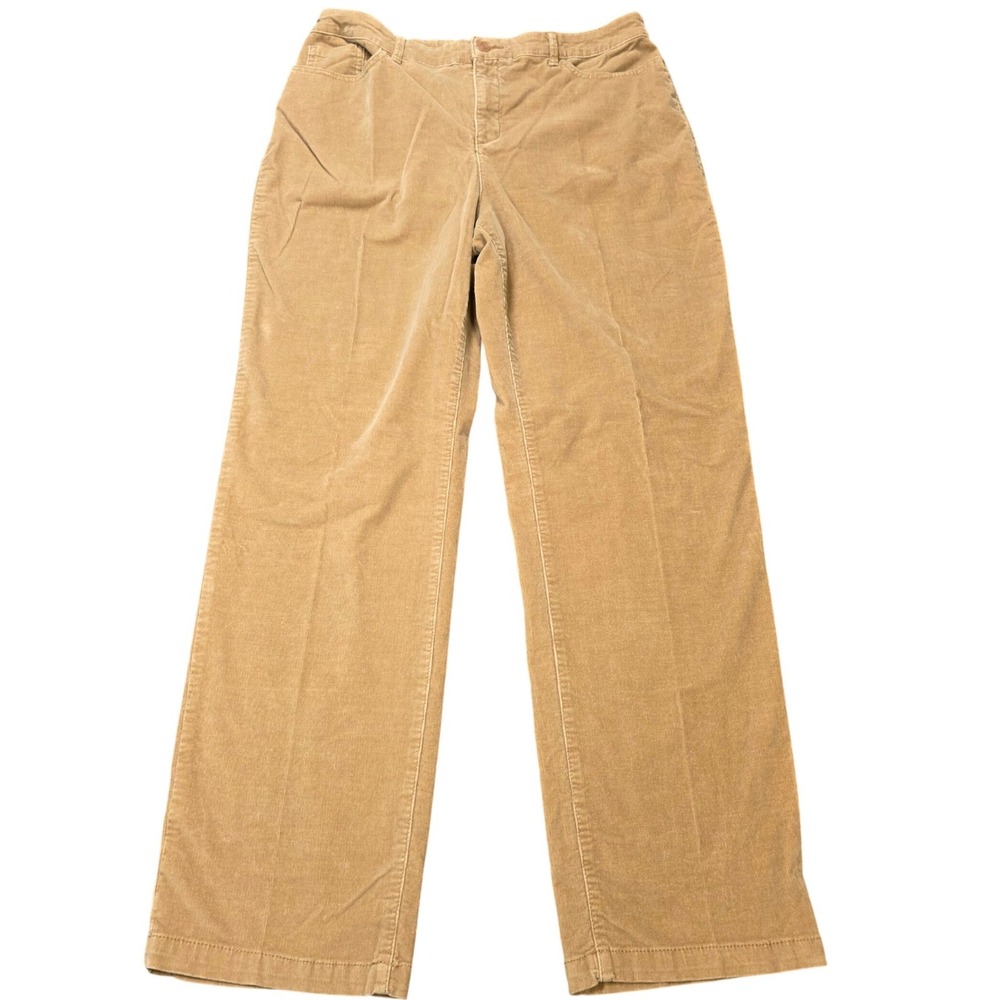 Croft & Barrow Corduroy Straight Leg Pants Womens Size 14 AVG Tan Stretch Cotton
